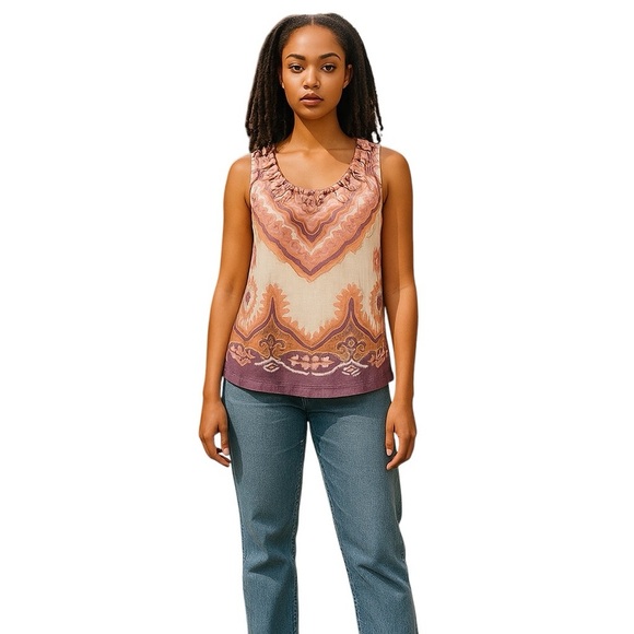 J. Crew Collection Linen Jeweled Neckline Top 0 - Picture 1 of 6